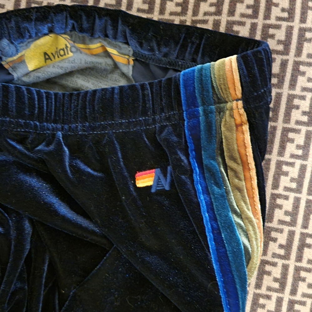 Aviator Nation Size Xl velour velvet sweatpants extra large RARE blue green Pant - Picture 10 of 12